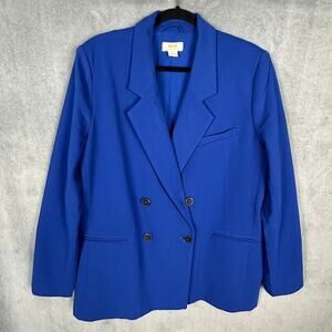 Maeve Anthropologie Blazer Womens 12 Royal Blue Double Breast Preppy Career